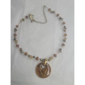 Chico's Beaded Necklace With Resin Pendant